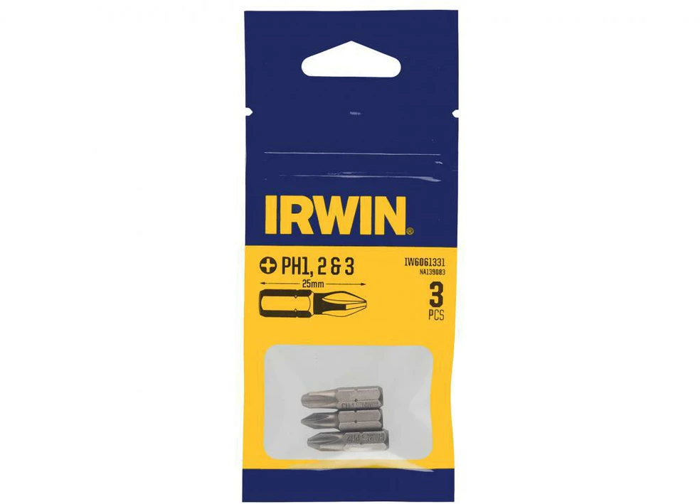 IRWIN antgalių rinkinys 3 vnt. PH1 PH2 PH3 /25mm