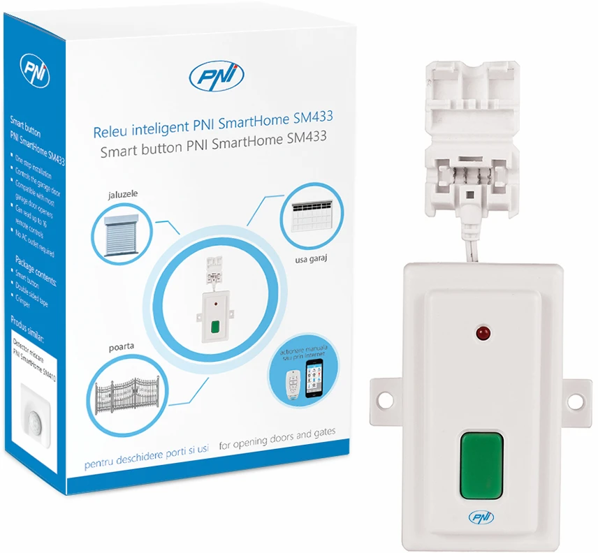 Išmanioji PNI SmartHome SM433 relė durų ir vartų atidarymui su rankine arba internetine prieiga