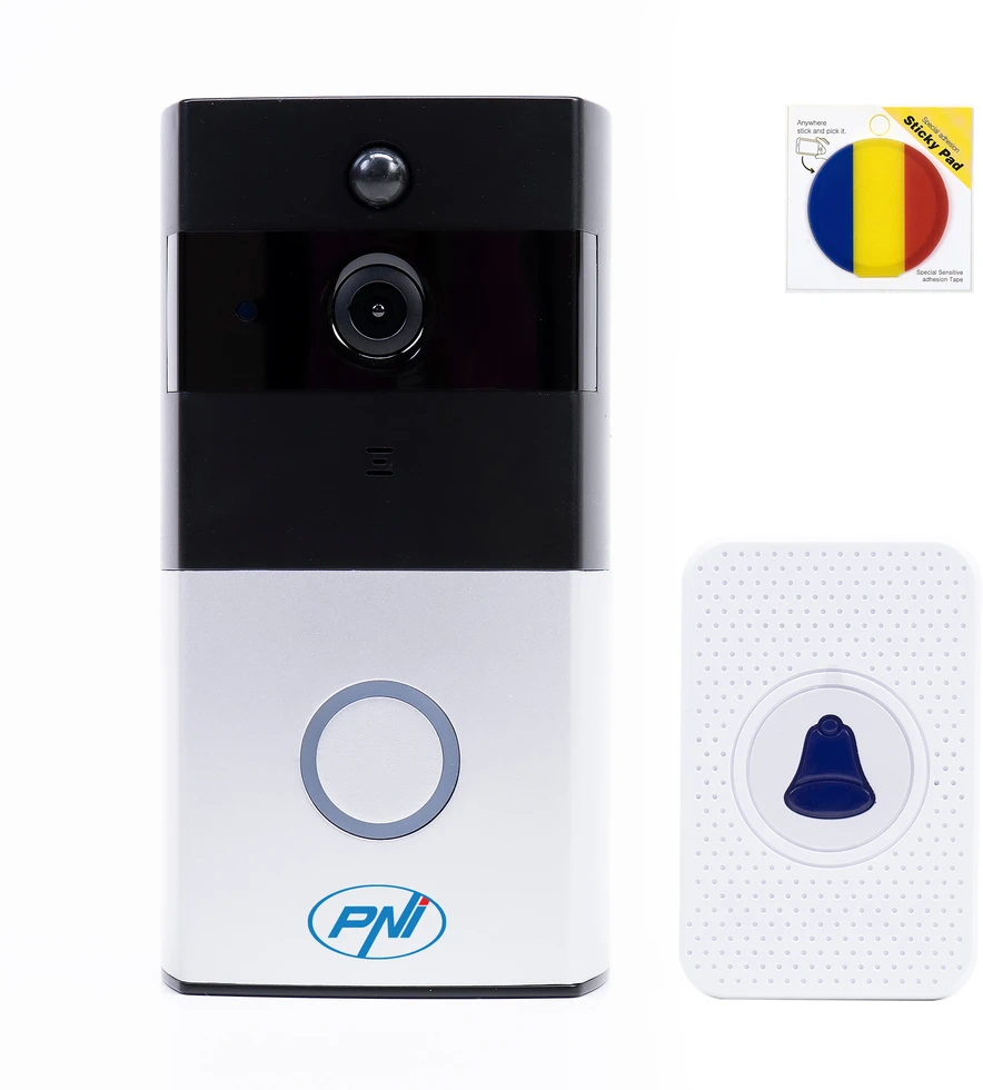 Išmaniojo vaizdo domofono komplektas PNI SafeHome PT710B WiFi HD, su P2P ir „Sticky Pad Flag“