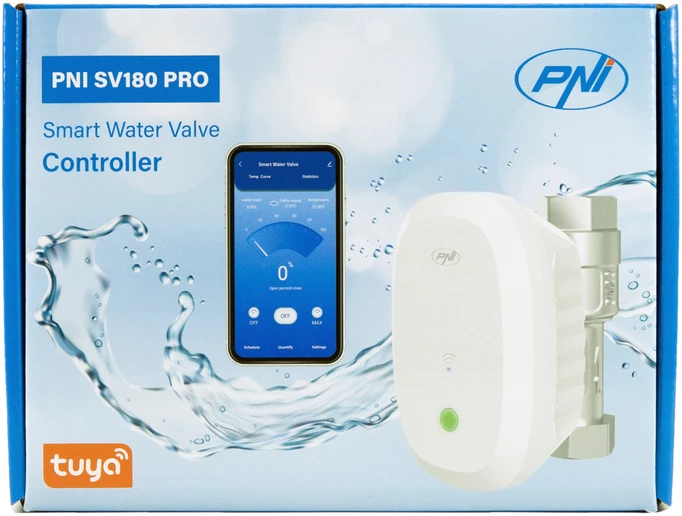 Išmaniojo vandens vožtuvo PNI SV180 PRO ir PNI CHG300 maitinimo šaltinio komplektas