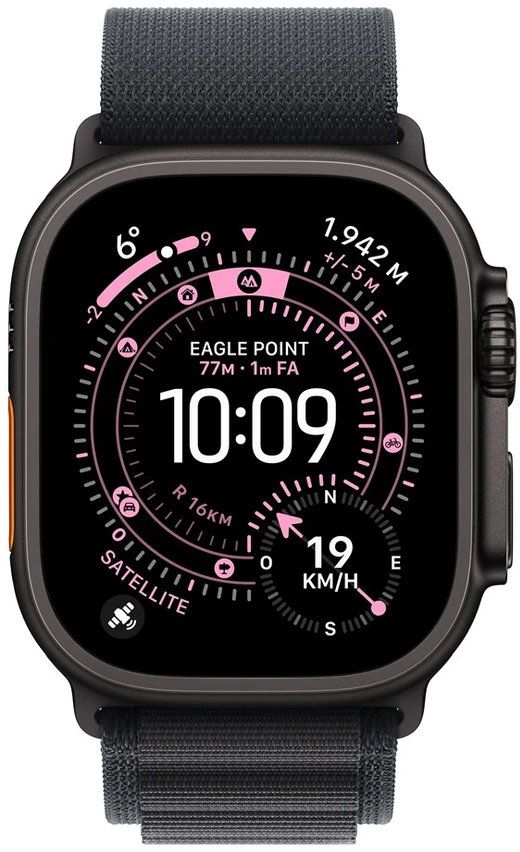 Išmanusis laikrodis Apple Watch Ultra 3 OLED 49 mm Skaitmeninis 422 x 514 pikseliai Lietimui jautrus ekranas 5G Juoda „Wi-Fi“ GPS (palydovinis)