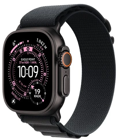 Išmanusis laikrodis Apple Watch Ultra 3 OLED 49 mm Skaitmeninis 422 x 514 pikseliai Lietimui jautrus ekranas 5G Juoda „Wi-Fi“ GPS (palydovinis)
