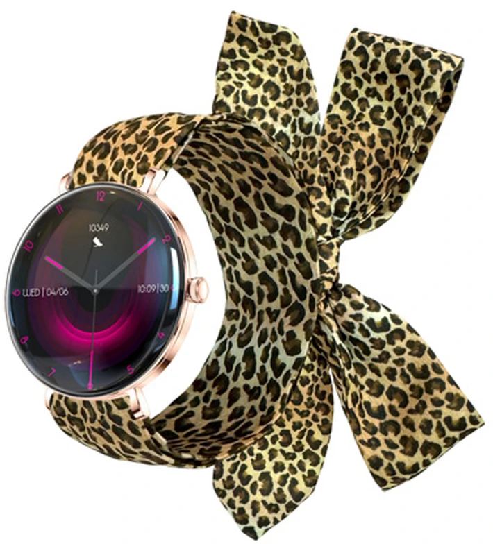 Išmanusis laikrodis Forever Lucca SB-370, rožinio aukso spalvos – su leopardo raštu
