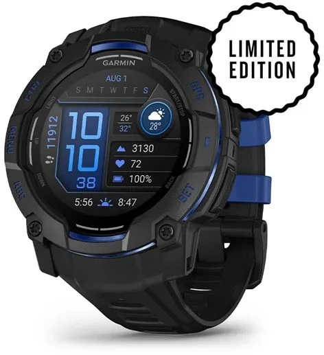 Išmanusis laikrodis Garmin Instinct 3, 50 mm, AMOLED, Juodas su juodu / mėlynu dirželiu