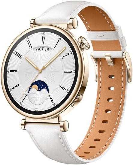 HUAWEI WATCH GT4 41mm Gold White Leather Armband