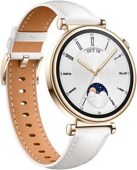 HUAWEI WATCH GT4 41mm Gold White Leather Armband