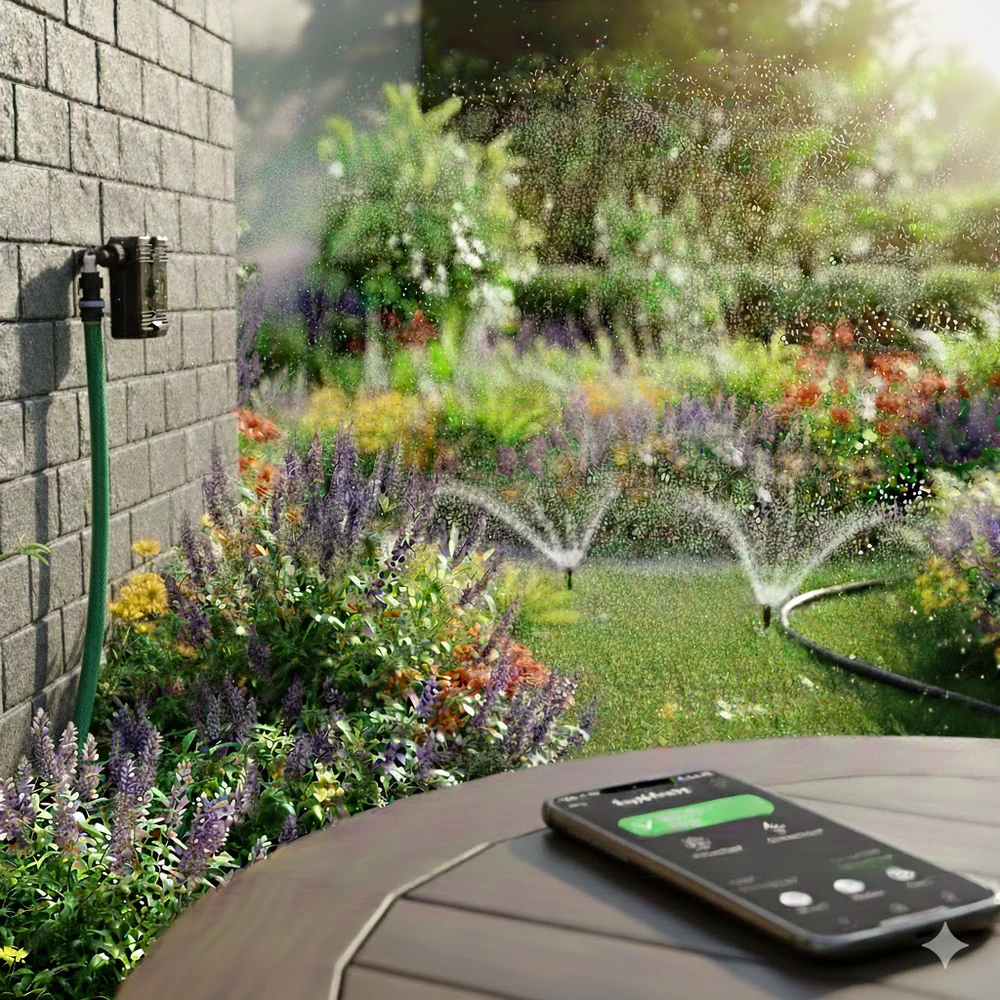 Išmanusis laistymo programatorius PNI SWI170, Wi-Fi, 3/4 arba 1/2 jungtis, 1700 l/h, valdymas per „Tuya“ programėlę, suderinamas su „Amazon Alexa“ ir „Google Home“