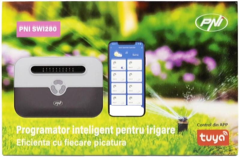 Išmanusis laistymo programuotojas PNI SWI280, „Wi-Fi“, 8 zonoms, valdymas per „Tuya Smart“, suderinamas su „Amazon Alexa“ ir „Google Home“
