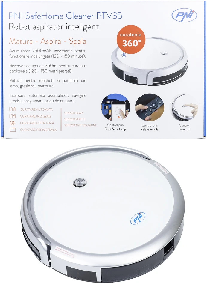 PNI išmanusis robotas dulkių siurblys su Wi-Fi, 30 W, Tuya Smart, PNI-PTV35
