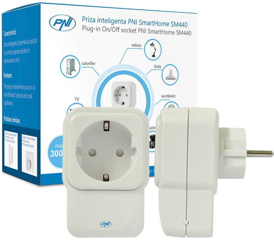 Išmanusis SmartHome SM440 PNI įjungimo / išjungimo lizdas bet kuriam elektros prietaisui valdyti internetu