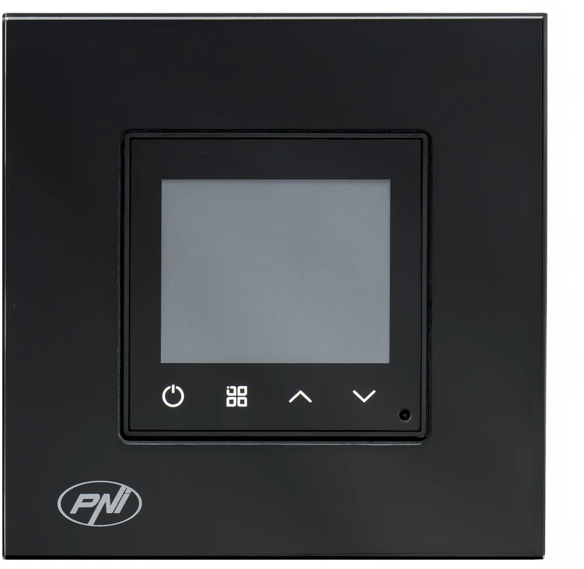 Išmanusis termostatas PNI CT25B WiFi dujiniam šildymo katilui, montuojamas į sieną, 16A, valdymas per „Tuya Smart“ programėlę, programavimas dienai, rankinis/automatinis režimas, juoda spalva