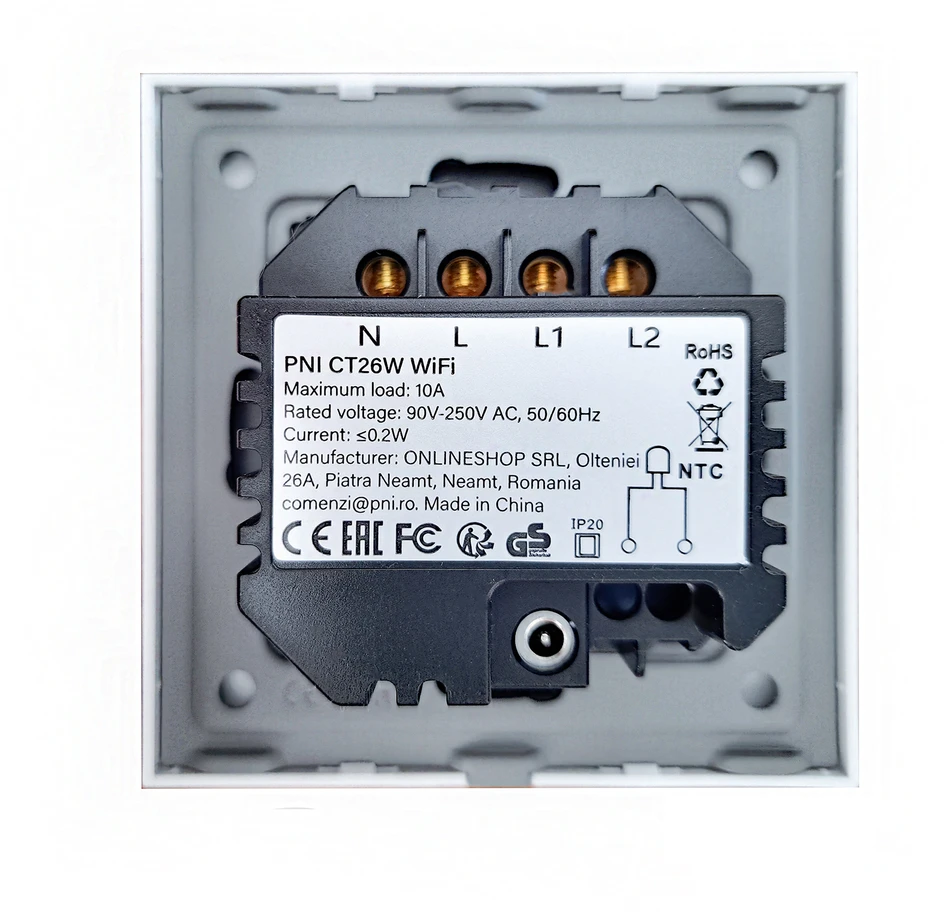 Išmanusis termostatas PNI CT26W WiFi elektriniam grindiniam šildymui arba siurblių grupei, montuojamas į sieną, grindų jutiklis pridedamas, 10A, montuojamas į sieną