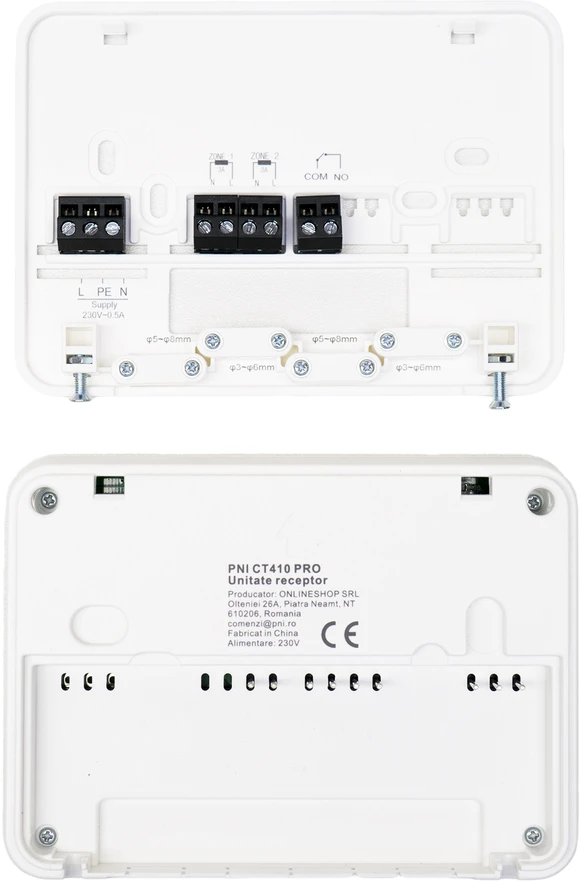 Išmanusis termostatas PNI CT410 PRO belaidis, su WiFi, 2 zonų valdymas internetu, šildymo sistemoms, siurbliams, elektromagnetiniams vožtuvams, TuyaSmart programėlė, histerezė 0,2 °C