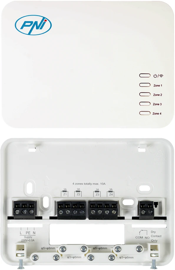 Išmanusis termostatas PNI CT440 belaidis, su WiFi, 4 zonų valdymas internetu, šildymo sistemoms, siurbliams, solenoidiniams vožtuvams, TuyaSmart APP