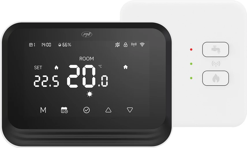Išmanusis termostatas PNI CT45 belaidis, su WiFi, valdymu internetu, šildymo sistemoms, TuyaSmart APP
