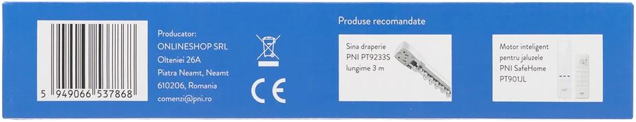 Išmanusis užuolaidų variklis, užuolaidos PNI SafeHome PKT923, WiFi, su pridedamu nuotolinio valdymo pulteliu, valdomas naudojant Tuya Smart programėlę