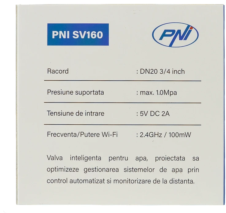 Išmanusis vandens vožtuvas PNI SV160, „Wi-Fi“ ryšys, IP65, DN20, 3/4, „Tuya“ programėlė, suderinamas su „Amazon Alexa“ ir „Google Home“