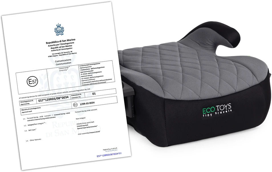 ISOFIX Car Booster Seat for Children i-SIZE Height 125-150 cm Cup Holder ECOTOYS