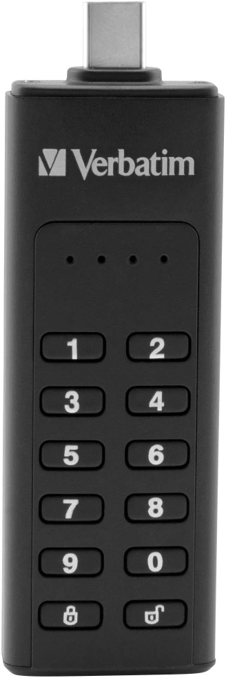 External drive Verbatim klaviatūra Secure USB-C 3.2 Gen 1 128GB juodos spalvos 49432