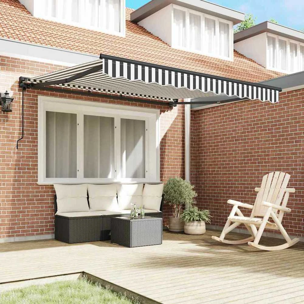 Ištraukiama markizė Antracito ir baltos 300x250 cm audinys 3329959