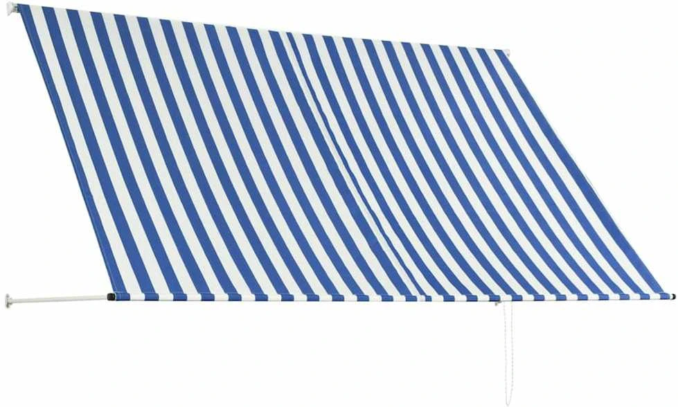 Ištraukiama markizė, mėlynos ir baltos spalvos, 250x150 cm