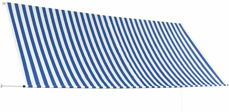Ištraukiama markizė, mėlynos ir baltos spalvos, 350x150cm