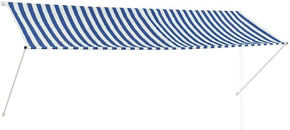 Ištraukiama markizė, mėlynos ir baltos spalvos, 350x150cm