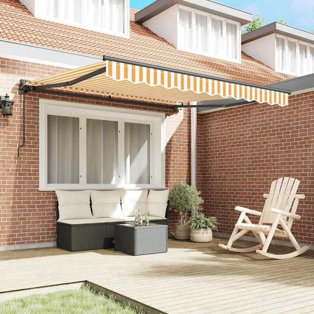 Ištraukiama markizė Oranžinė ir balta 350x250 cm audinys 3330216