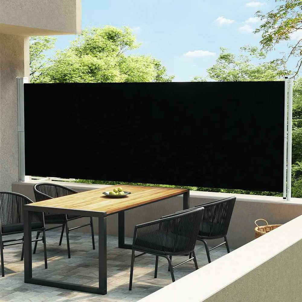 Ištraukiama šoninė kiemo markizė, juodos spalvos, 600x160cm
