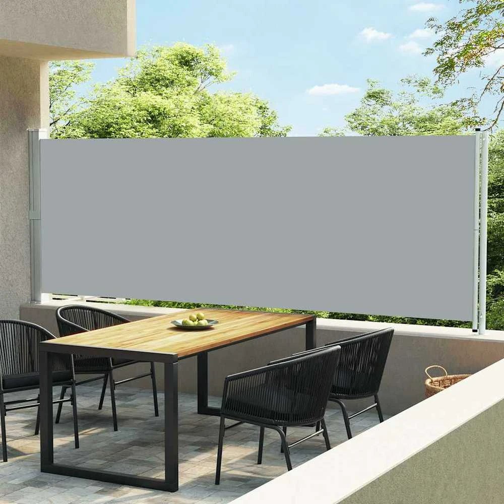 Ištraukiama šoninė kiemo markizė, pilkos spalvos, 600x160cm