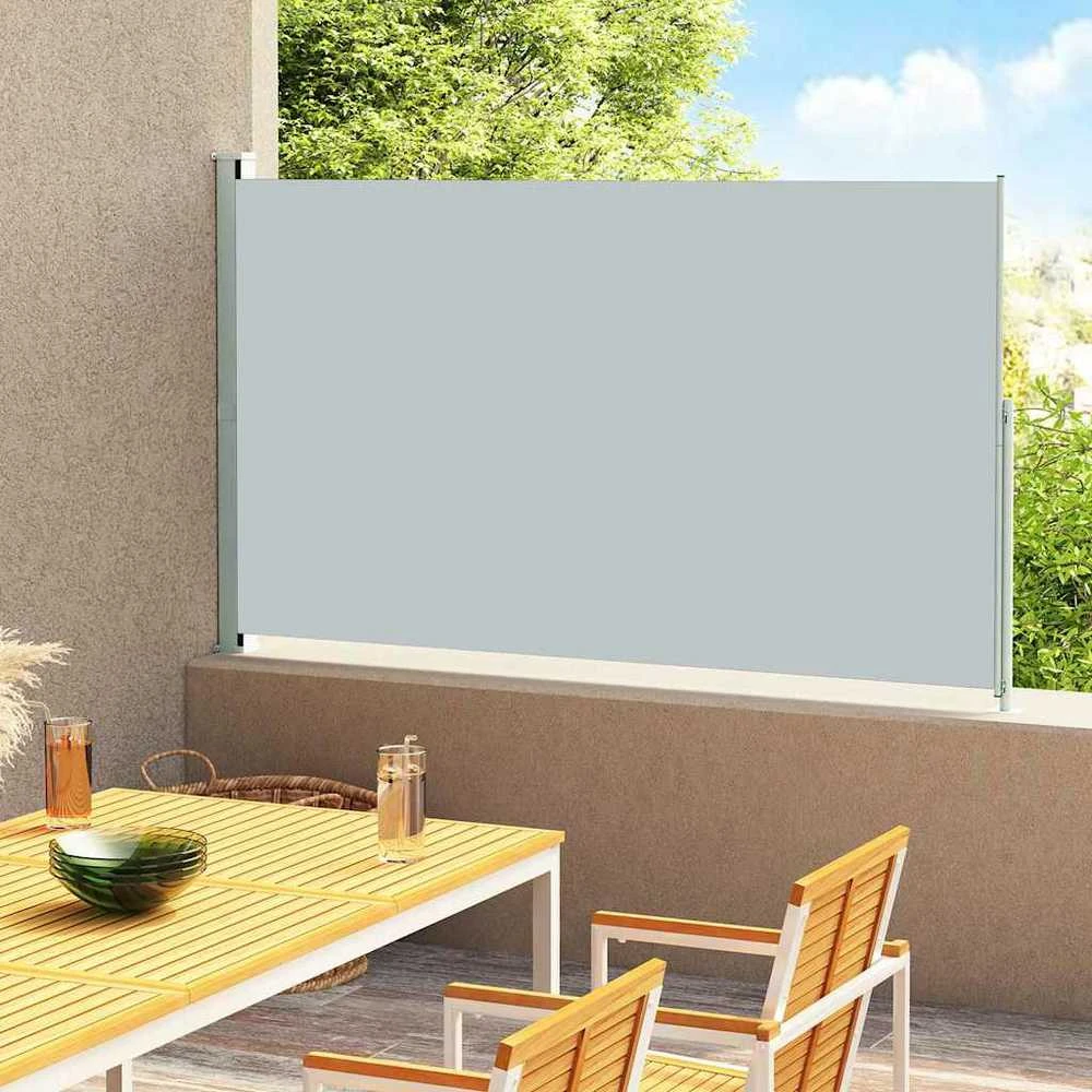 Ištraukiama šoninė kiemo pertvara, pilkos spalvos, 180x300cm