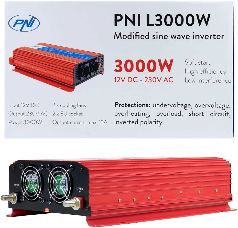 Įtampos keitiklis PNI L3000W maitinimo šaltinis 12V 230V išvestis