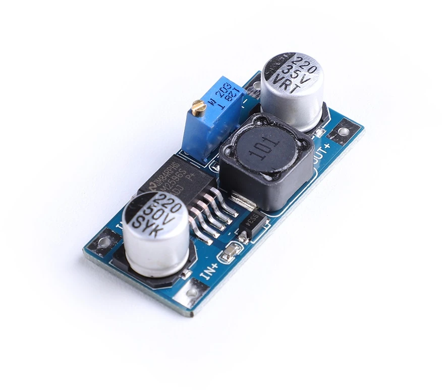 Openplatform Įtampos keitiklis žeminantis DC/DC su LM2596S Įėjimas 3-40VDC iki 2A išėjimas 1.3-35VDC IDUINO