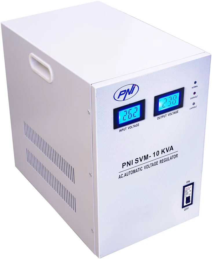 Įtampos stabilizatorius PNI SVM-10K, 10 KVA, su servovarikliu, 230V išėjimas