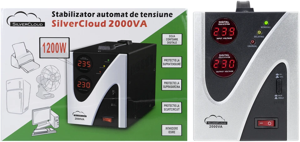 Įtampos stabilizatorius SilverCloud 2000VA 1200W