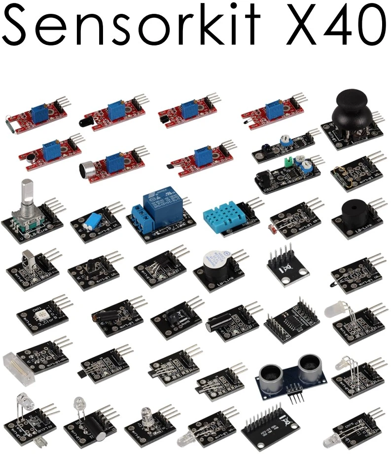 Įvairių jutiklių, valdiklių komplektas (40vnt) skirtas Raspberry bei Arduino JOY-IT