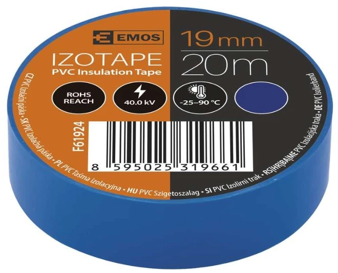 Izoliacinė juosta PVC 19mmx013mmx20m mėlyna F61924, EMOS