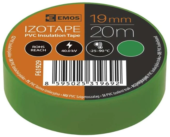 Izoliacinė juosta PVC 19mmx013mmx20m žalia F61929, EMOS