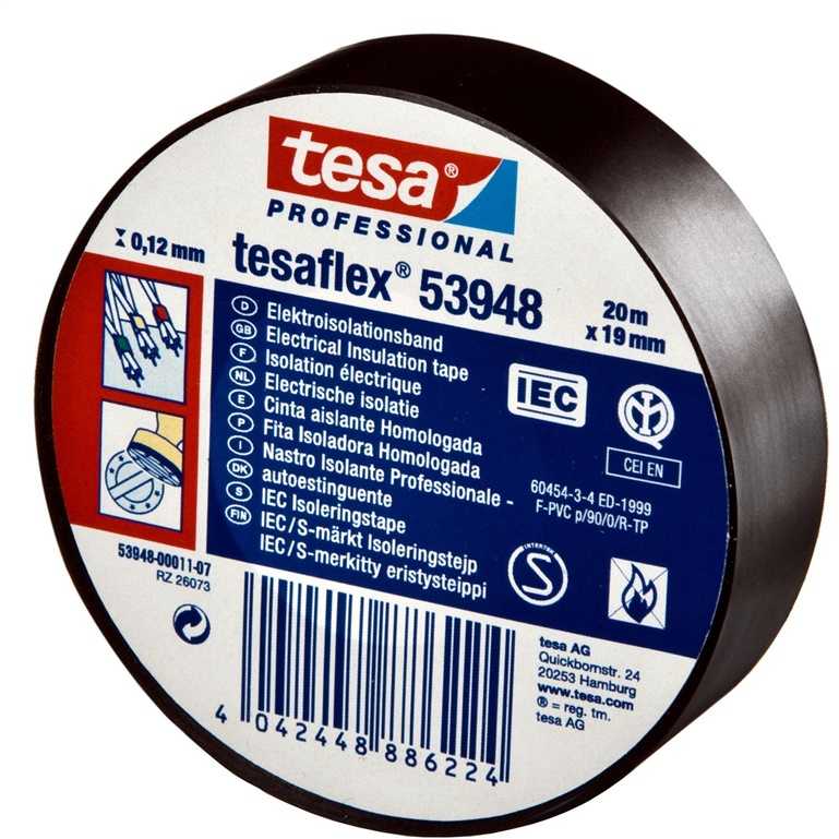Tesa 51608 medžiaginė, 19mm / 25m, juoda izoliacija laidams, žema kaina ...