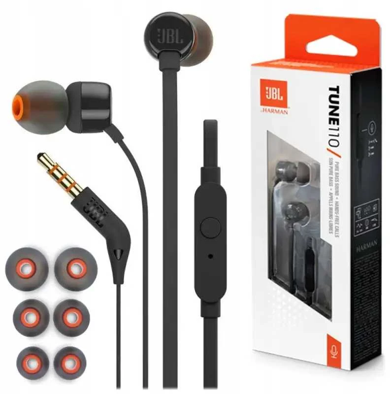 Ausinės JBL T110BLK, laidinės, Juodos