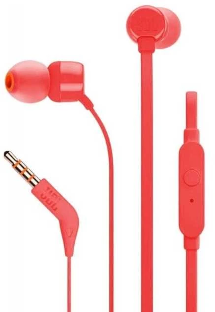 Į ausis įkišamos ausinės su mikrofonu JBL Tune T160, Raudonos