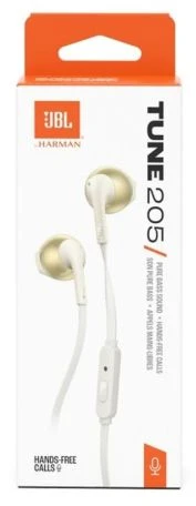 JBL Tune 205 In-Ear Ausinės su laidu Auksinė EU