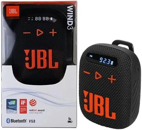 Wireless speaker JBL Wind 3 with handlebar holder juodas and oranžinis