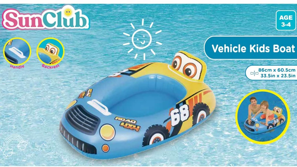 Sunclub Pripučiamas automobilis valtis vaikams 86x60,5 cm