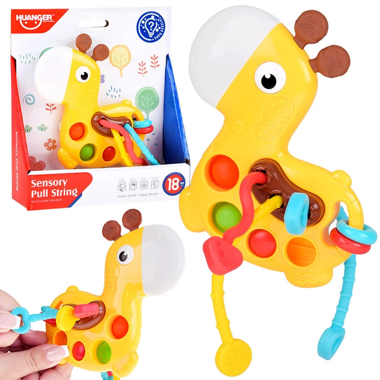 Jokomisiada 3-in-1 GIRAFFE sensory toy - sliding, dragging, pop it ZA5762