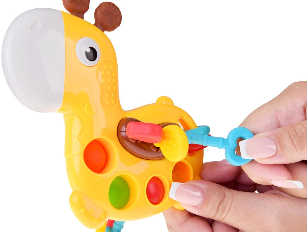Jokomisiada 3-in-1 GIRAFFE sensory toy - sliding, dragging, pop it ZA5762