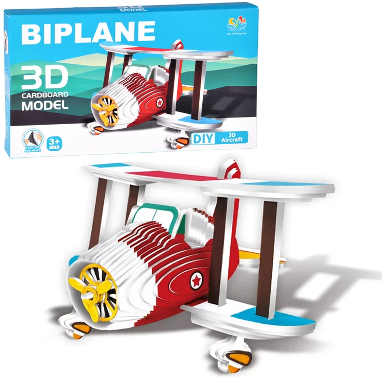 Jokomisiada 3D dėlionė iš kartono, modeliukas PLANE „pasidaryk pats“, 62 detalės ZA5721