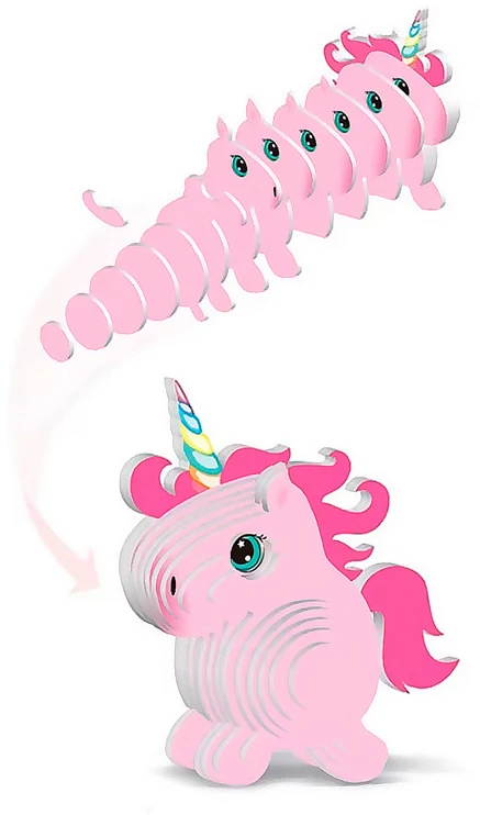 Dėlionė Jokomisiada 3D Puzzle Cardboard Model – Rožinė Unicorn DIY Build It Yourself ZA5809
