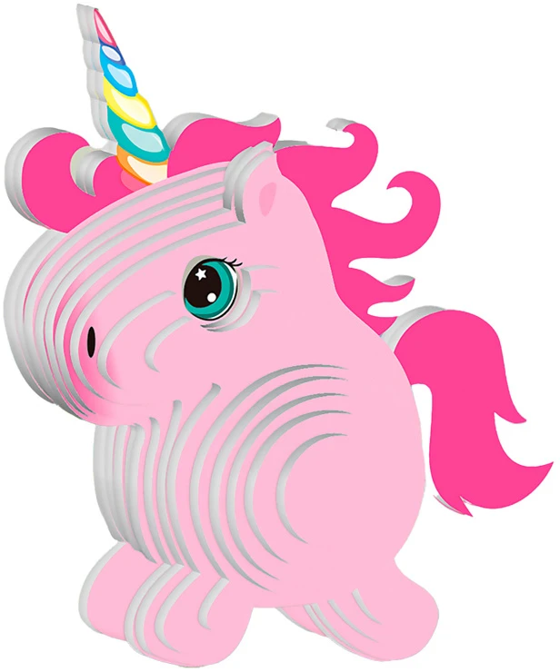 Dėlionė Jokomisiada 3D Puzzle Cardboard Model – Rožinė Unicorn DIY Build It Yourself ZA5809