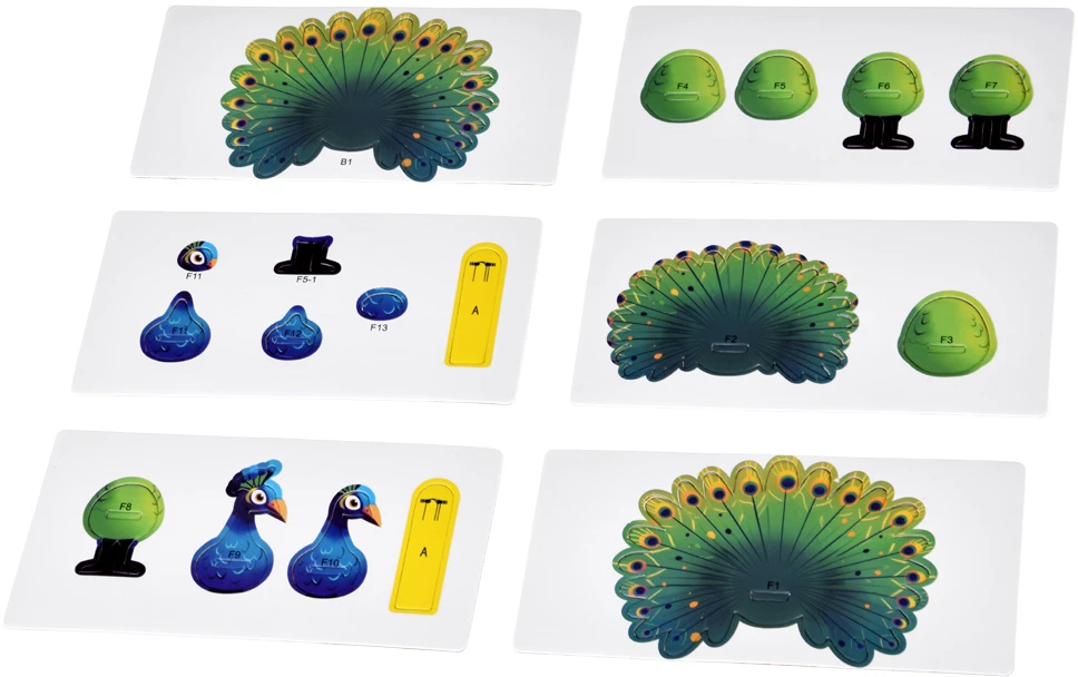 Dėlionė Jokomisiada 3D puzzle cardboard modelis colorful PEACOCK do it yourself DIY 18ele ZA5718